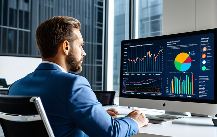A focused business professional, fully clothed in a modest business suit, seated at a sleek modern desk within a bright, contemporary office setting. They are looking intently at a holographic display showing dynamic data visualizations and abstract graphs related to digital marketing and Google Ads performance. The display emits a soft, strategic light onto their face, symbolizing insight and discovery. The background is clean and uncluttered, hinting at a bustling, innovative tech environment. The subject has perfect anatomy, correct proportions, and a natural pose, with well-formed hands and proper finger count. This is a high-quality professional photograph, safe for work, appropriate content, and family-friendly, emphasizing intelligent analysis and business growth.
