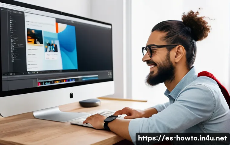 영상 편집 소프트웨어 활용법 - A bright and modern video editing workspace featuring a young Spanish-speaking beginner sitting at a...